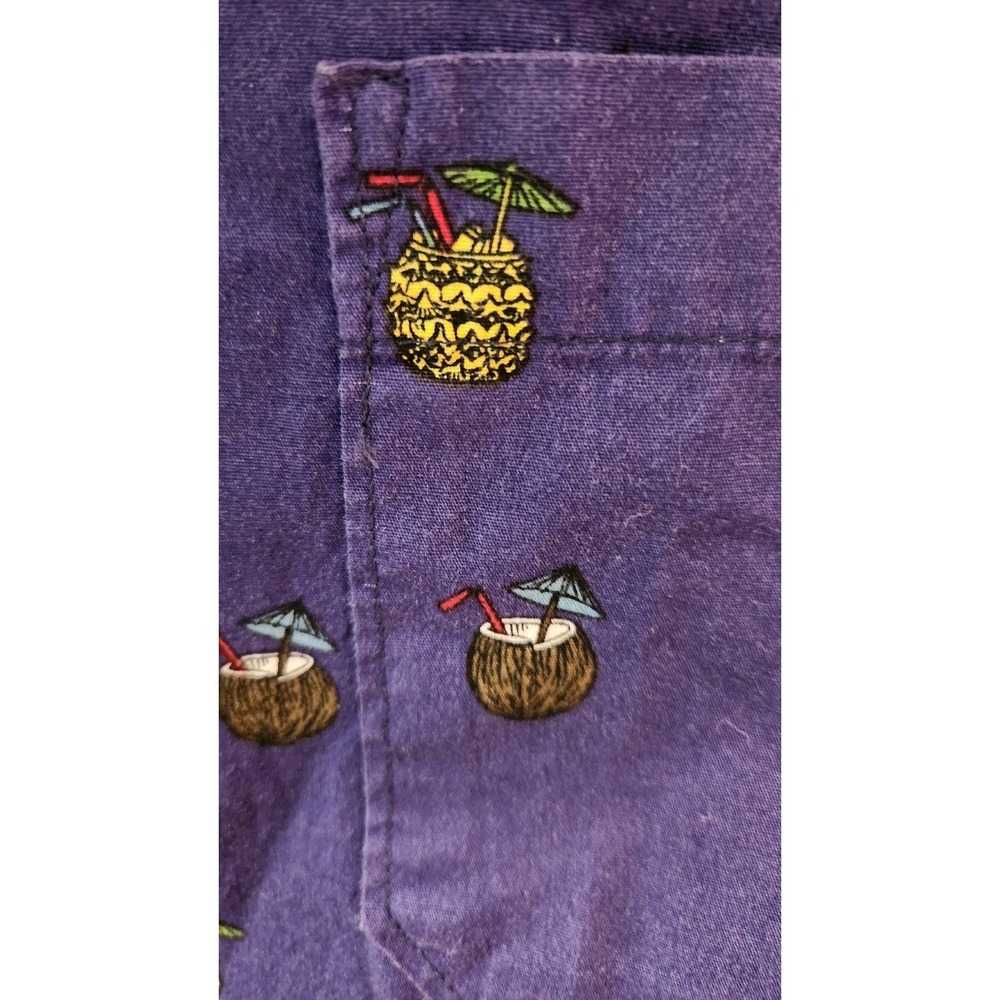 Graphic Short Sleeve Poplin Shirt In Blue Naval Coconut Drink men's large - Picture 3 of 4